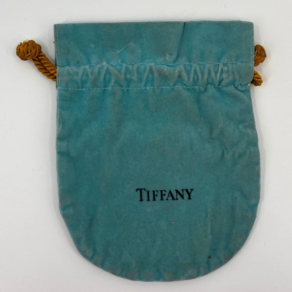 Tiffany & Co  Jewelry Pouch Blue Velvet Drawstring Logo Bag 7.5x6
